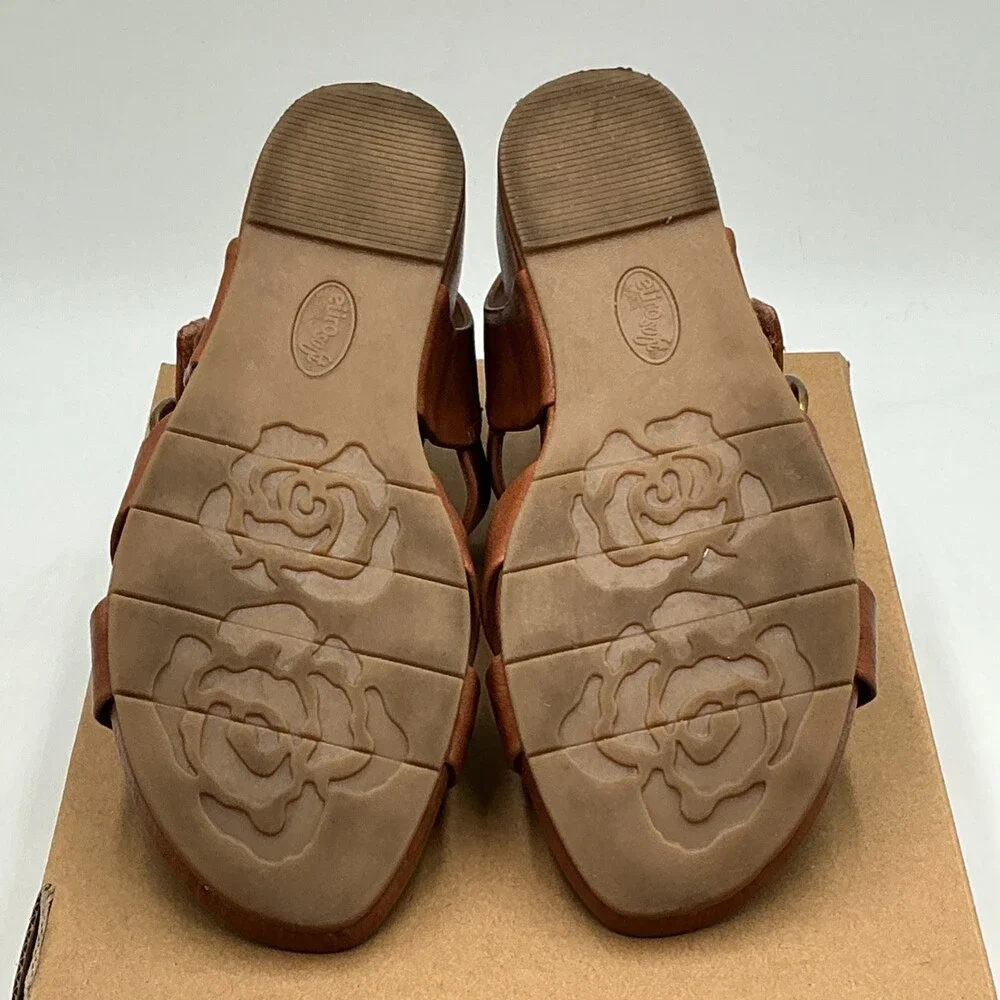 EuroSoft Rowe Sandals Women's US 6.5 Brown Adjustable Strap Wedge Heel Ebay4568